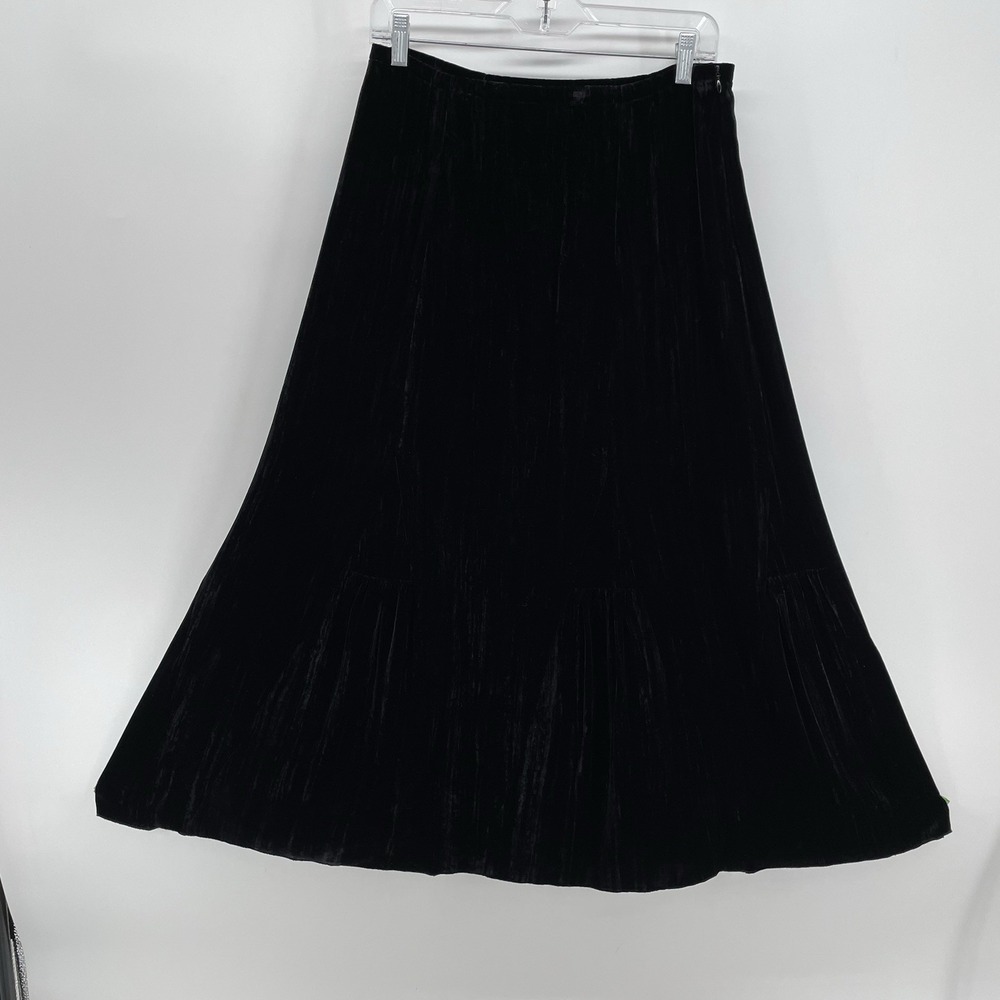 J Jill Velvet Black Tiered Maxi Skirt Women's‎ XS Petite Silk Blend Lux Western